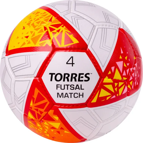 Мяч футзал. TORRES Futsal Match, FS323774, р.4, 32 панели. ПУ,4 подкл.слоя,ручн.сш,бело-крас-жёлт за 2&nbsp;454.80 ₽ в Томске