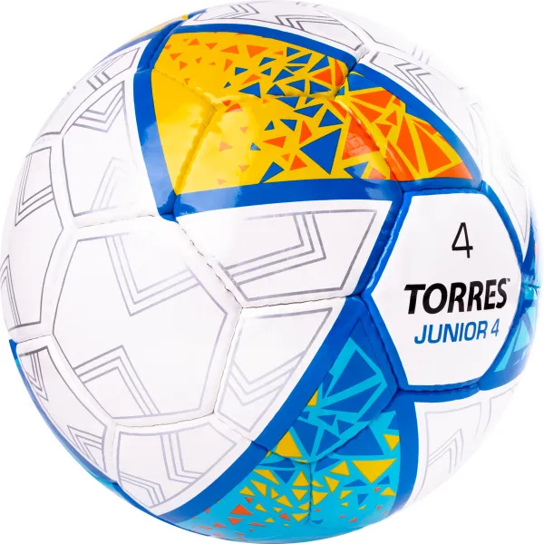 Мяч футб. TORRES Junior-4, F323804, р.4,глянц.ПУ, 4 сл, 32п, руч.сш, бел-жел-гол за 2&nbsp;070.60 ₽ в Томске