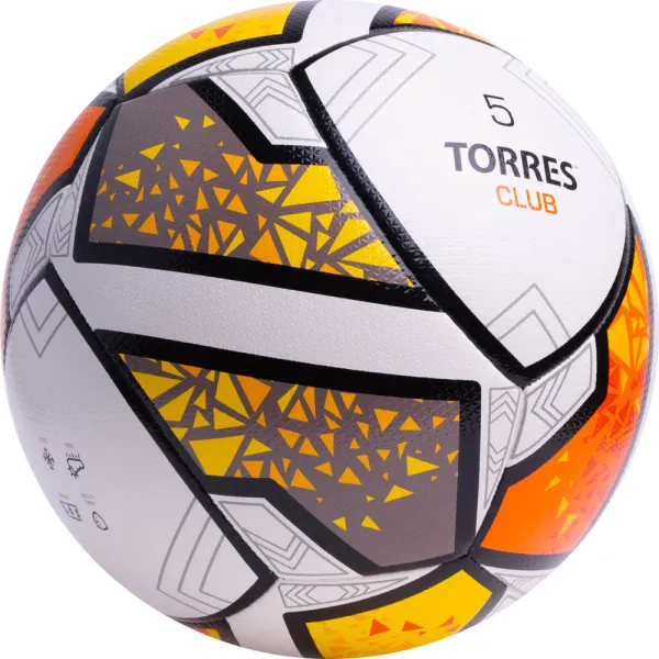 Мяч футб. TORRES Club, F323965, р.5, 10 пан., ПУ, гибрид. сшив, бел-оранж-желт за 2&nbsp;225.30 ₽ в Томске